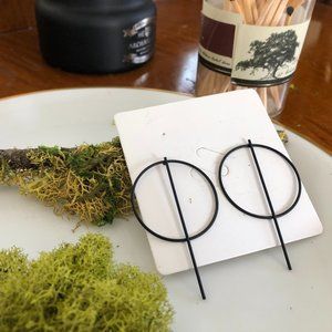 Matte Black Minimalist Geometric Hoop Earrings